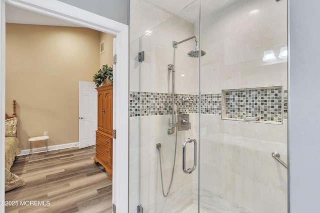 1792 Buttonwood Ave, Toms River, NJ 08755 - full bath with a stall shower, wood finished floors, baseboards, and visible vents