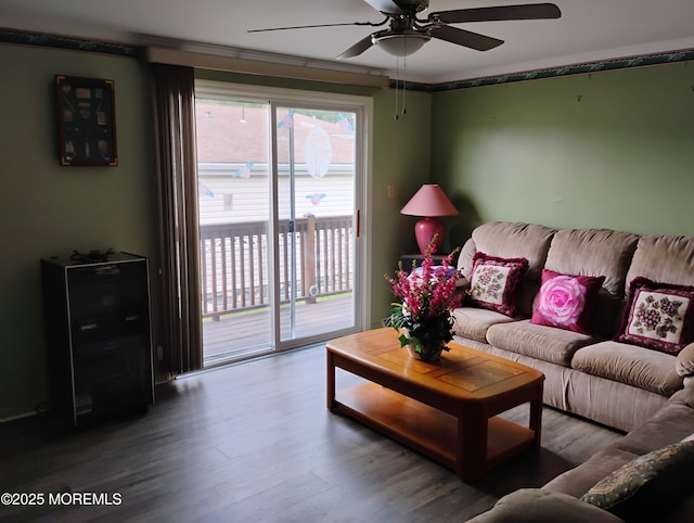 53 Pine Ridge Blvd, Whiting, NJ 08759 - living room featuring ceiling fan and wood finished floors