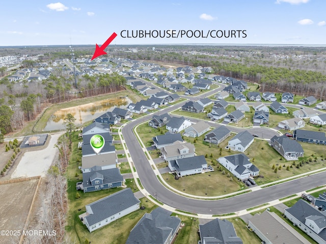 bird's eye view with a residential view