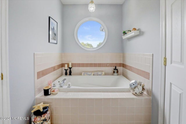 bathroom with a garden tub