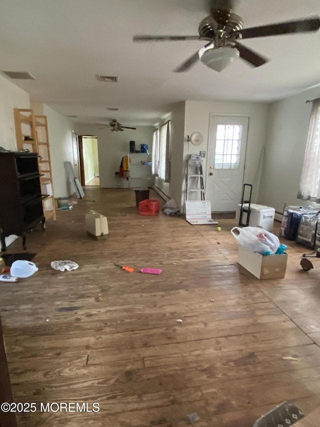 18 Arneytown Hornerstown Rd, Cream Ridge, NJ 08514 - living area featuring visible vents, wood finished floors, and ceiling fan