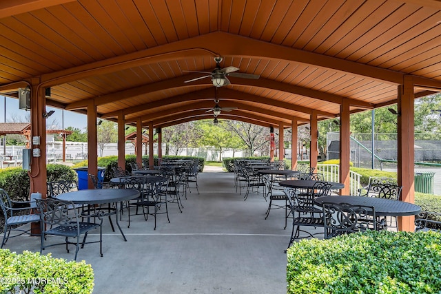 108 Belvedere Dr N, Manchester, NJ 08759 - view of patio featuring outdoor dining space, fence, and ceiling fan