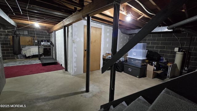 view of unfinished basement