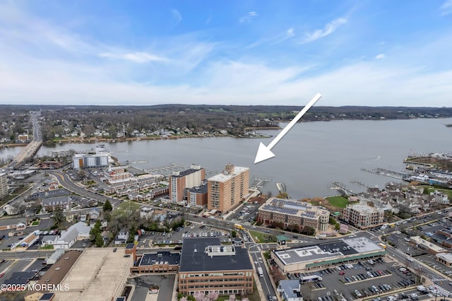 28 Riverside Ave Unit 1H, Red Bank, NJ 07701 - bird's eye view featuring a water view and a view of city