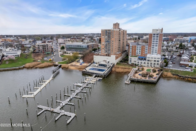 28 Riverside Ave Unit 1H, Red Bank, NJ 07701 - drone / aerial view featuring a water view and a view of city