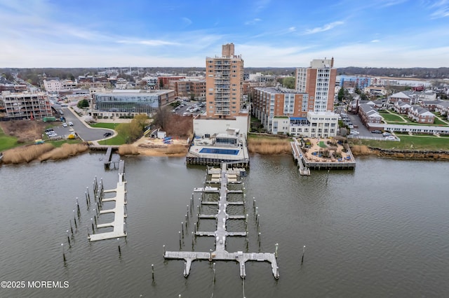 28 Riverside Ave Unit 1H, Red Bank, NJ 07701 - aerial view with a water view and a city view