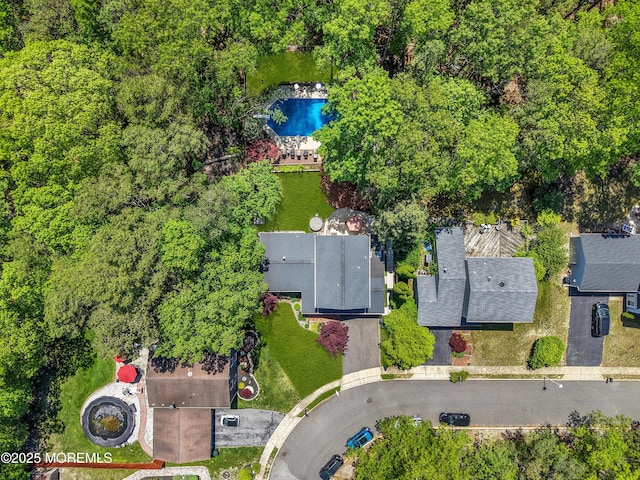 aerial view of a pool