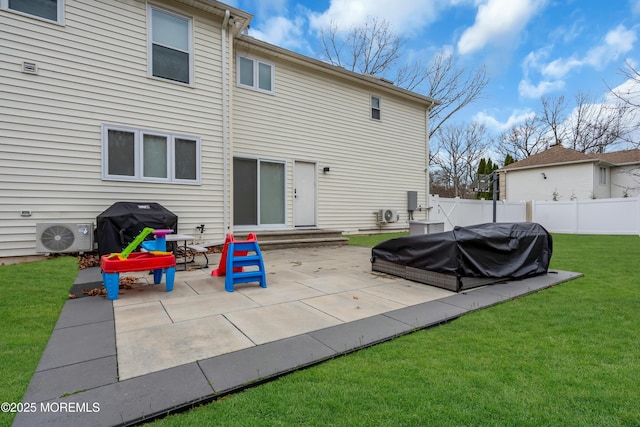back of house featuring a patio area, a cooling unit, and entry steps