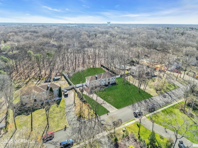 drone / aerial view of a heavily wooded area