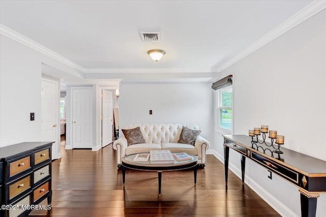 77 Warren Dr, Aberdeen, NJ 07747 - living room featuring ornamental molding, hardwood / wood-style flooring, and baseboards