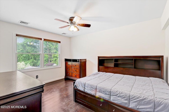77 Warren Dr, Aberdeen, NJ 07747 - bedroom with dark wood-style floors, baseboards, and ceiling fan