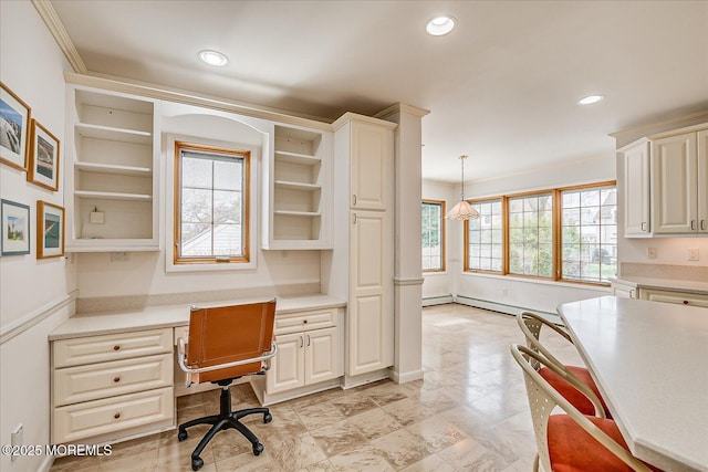 42 Pershing Ave, Sayreville Boro, NJ 08872 - office with baseboard heating, built in desk, and recessed lighting