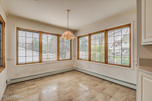 42 Pershing Ave, Sayreville Boro, NJ 08872 - unfurnished dining area with a baseboard radiator and ornamental molding