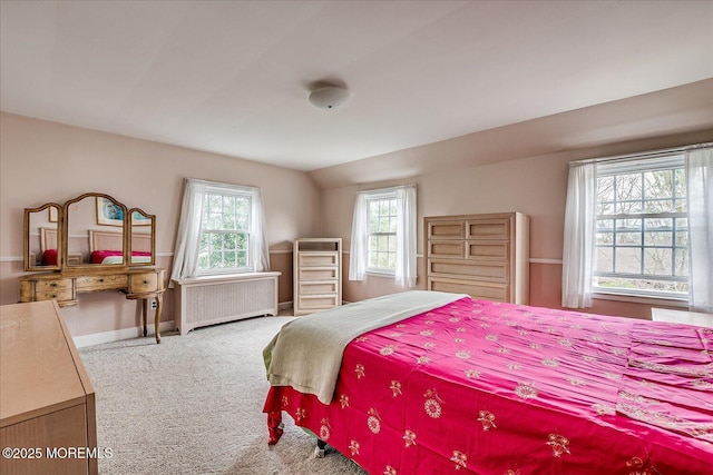 42 Pershing Ave, Sayreville Boro, NJ 08872 - bedroom featuring radiator heating unit, carpet floors, and lofted ceiling