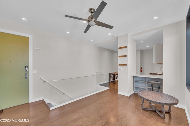 601 Bangs Ave Unit 1107, Asbury Park, NJ 07712 - interior space with ceiling fan, baseboards, wood finished floors, and recessed lighting