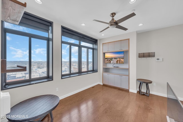 601 Bangs Ave Unit 1107, Asbury Park, NJ 07712 - unfurnished room with baseboards, a ceiling fan, wood finished floors, and recessed lighting