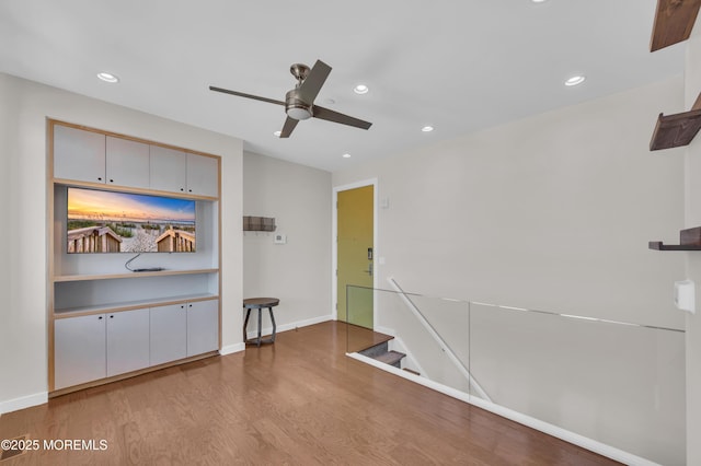 601 Bangs Ave Unit 1107, Asbury Park, NJ 07712 - interior space featuring baseboards, a ceiling fan, wood finished floors, and recessed lighting