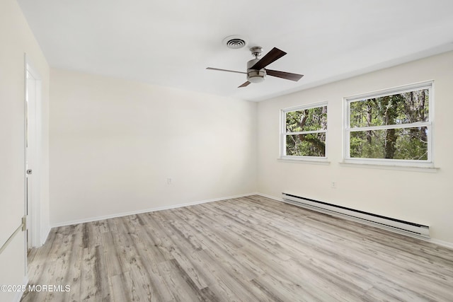 20 Lexington Dr Unit B, Whiting, NJ 08759 - unfurnished room with baseboard heating, light wood-style floors, ceiling fan, and baseboards