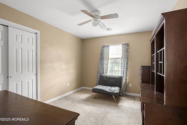 4 Frankies Ln, Toms River, NJ 08753 - sitting room featuring light colored carpet, ceiling fan, and baseboards