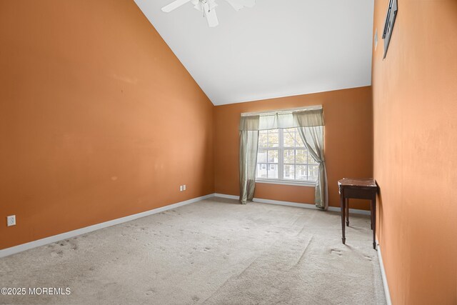 4 Frankies Ln, Toms River, NJ 08753 - spare room featuring carpet floors, vaulted ceiling, a ceiling fan, and baseboards