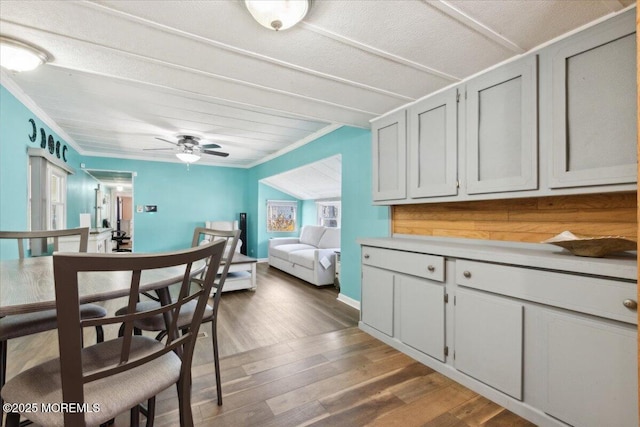 212 Roberts Rd, Toms River, NJ 08755 - interior space with ornamental molding, ceiling fan, and wood finished floors