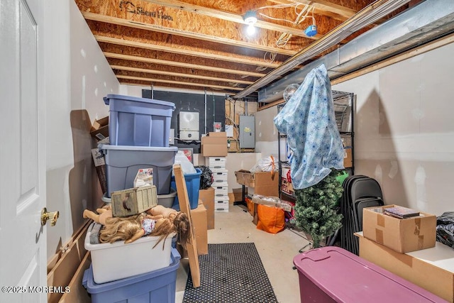 storage room featuring electric panel