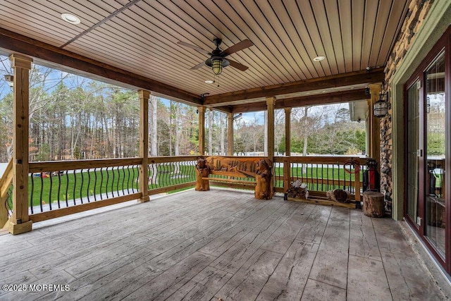 deck featuring a ceiling fan