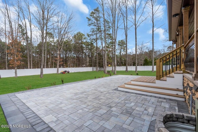 view of patio featuring a fenced backyard