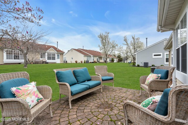 1101B Thornbury Ln, Manchester, NJ 08759 - view of patio featuring central AC unit, a residential view, and an outdoor hangout area