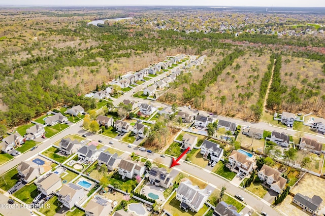 drone / aerial view featuring a residential view