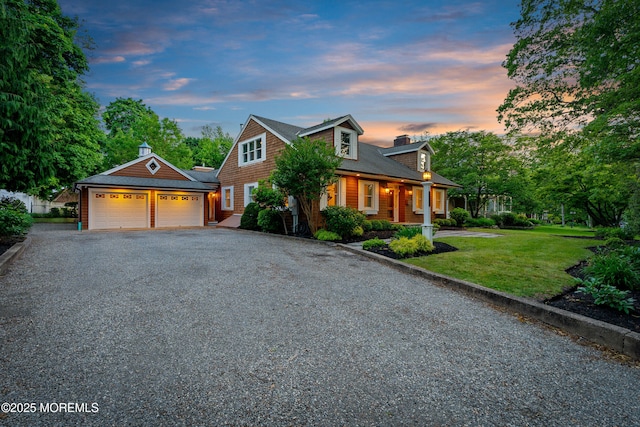 491 Clinton Ave, Toms River, NJ 08753 - view of front of home featuring driveway, an attached garage, a front lawn, and a chimney