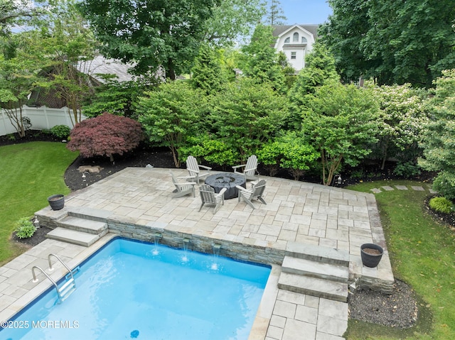 491 Clinton Ave, Toms River, NJ 08753 - view of swimming pool featuring a fire pit and a patio