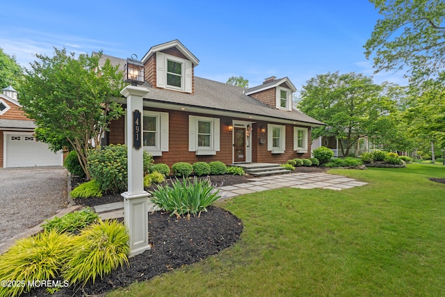 491 Clinton Ave, Toms River, NJ 08753 - view of front of home featuring a front yard, roof with shingles, a garage, and a chimney