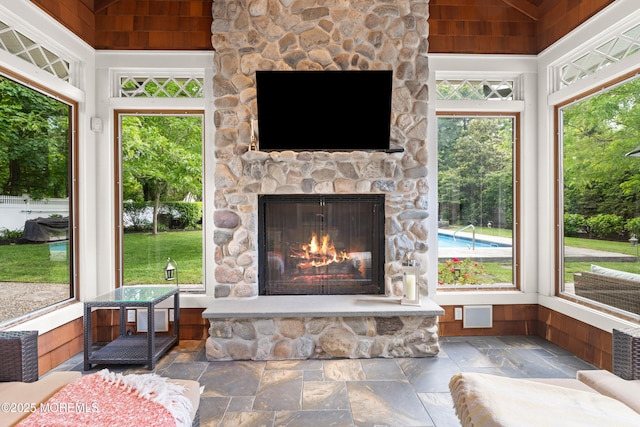 491 Clinton Ave, Toms River, NJ 08753 - sunroom / solarium featuring a fireplace