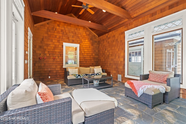 491 Clinton Ave, Toms River, NJ 08753 - sunroom / solarium featuring outdoor lounge area, healthy amount of natural light, and a ceiling fan