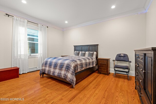 491 Clinton Ave, Toms River, NJ 08753 - bedroom featuring crown molding, light wood finished floors, recessed lighting, and baseboards