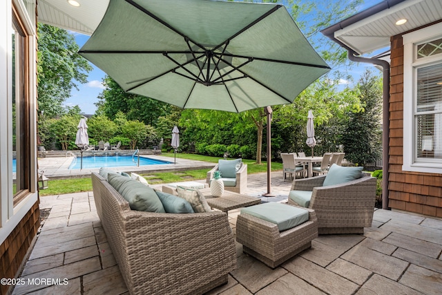 491 Clinton Ave, Toms River, NJ 08753 - view of patio with an outdoor pool, outdoor dining space, and an outdoor living space