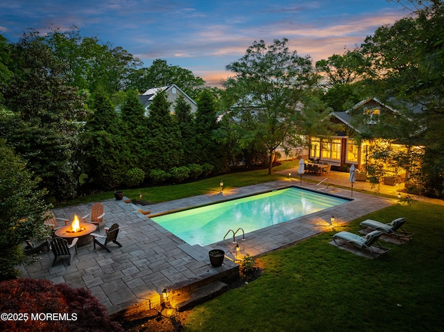491 Clinton Ave, Toms River, NJ 08753 - swimming pool featuring an outdoor fire pit, a yard, and a patio area