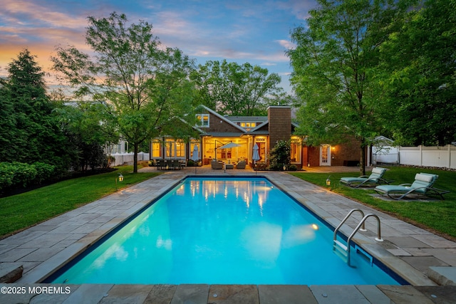 491 Clinton Ave, Toms River, NJ 08753 - pool at dusk with a patio area