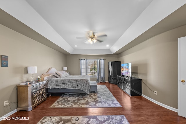 5 Breckenridge Ct, Freehold, NJ 07728 - bedroom with a raised ceiling, baseboards, recessed lighting, and wood finished floors