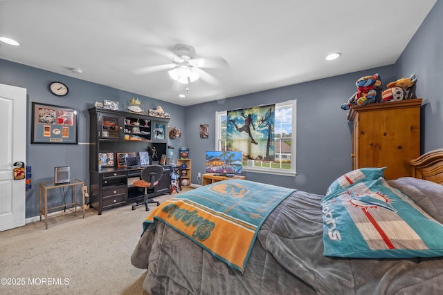 5 Breckenridge Ct, Freehold, NJ 07728 - bedroom with recessed lighting, baseboards, a ceiling fan, and carpet floors
