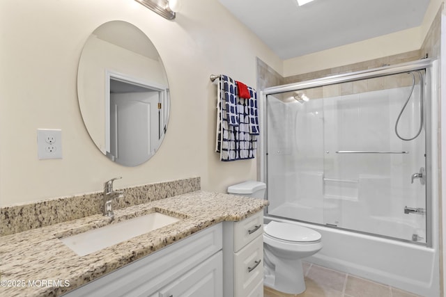 628 Morningside Ave, Union Beach, NJ 07735 - full bath featuring vanity, toilet, enclosed tub / shower combo, and tile patterned floors