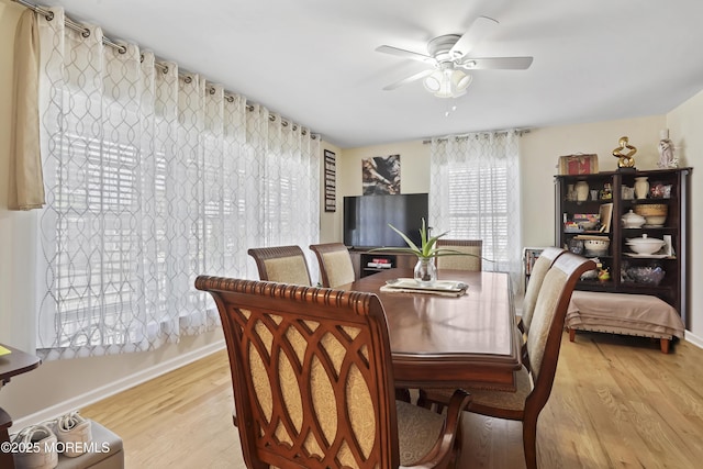 628 Morningside Ave, Union Beach, NJ 07735 - dining space featuring ceiling fan, light wood-style floors, and baseboards