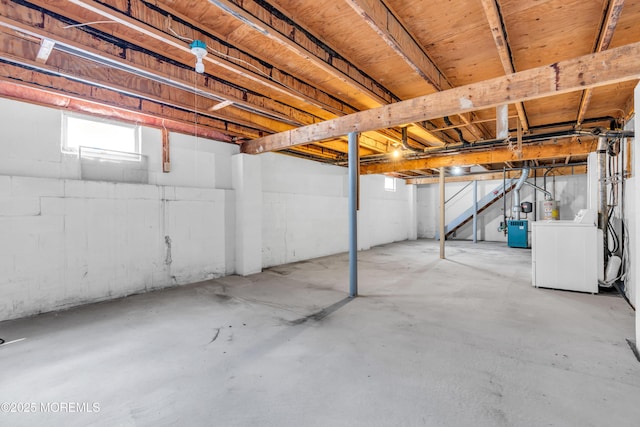 1905 Cherryvale Ct, Toms River, NJ 08755 - unfinished basement featuring washer / clothes dryer, electric water heater, and a heating unit