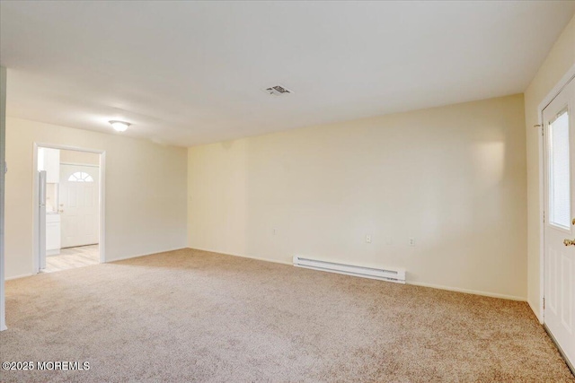 86E Dorchester Dr, Lakewood, NJ 08701 - unfurnished room featuring visible vents, a baseboard radiator, and light carpet