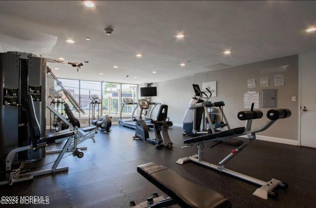 28 Riverside Ave Unit 4H, Red Bank, NJ 07701 - workout area featuring recessed lighting and baseboards