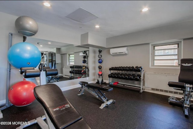28 Riverside Ave Unit 4H, Red Bank, NJ 07701 - workout area featuring recessed lighting, baseboards, and a wall unit AC