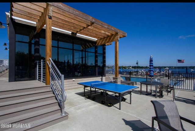 28 Riverside Ave Unit 4H, Red Bank, NJ 07701 - view of patio with a pergola and a water view
