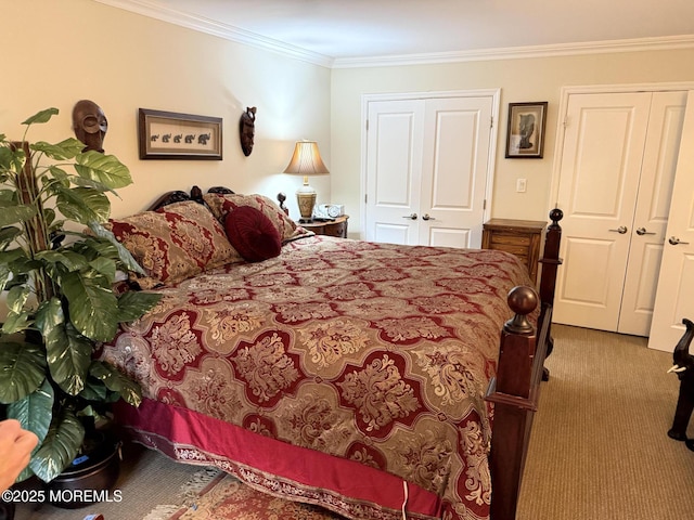28 Riverside Ave Unit 4H, Red Bank, NJ 07701 - bedroom featuring crown molding, carpet, and a closet