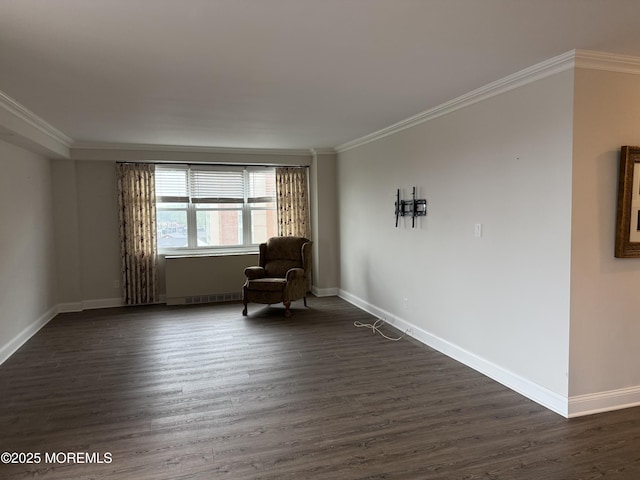 28 Riverside Ave Unit 4H, Red Bank, NJ 07701 - sitting room with dark wood-style flooring, baseboards, and ornamental molding